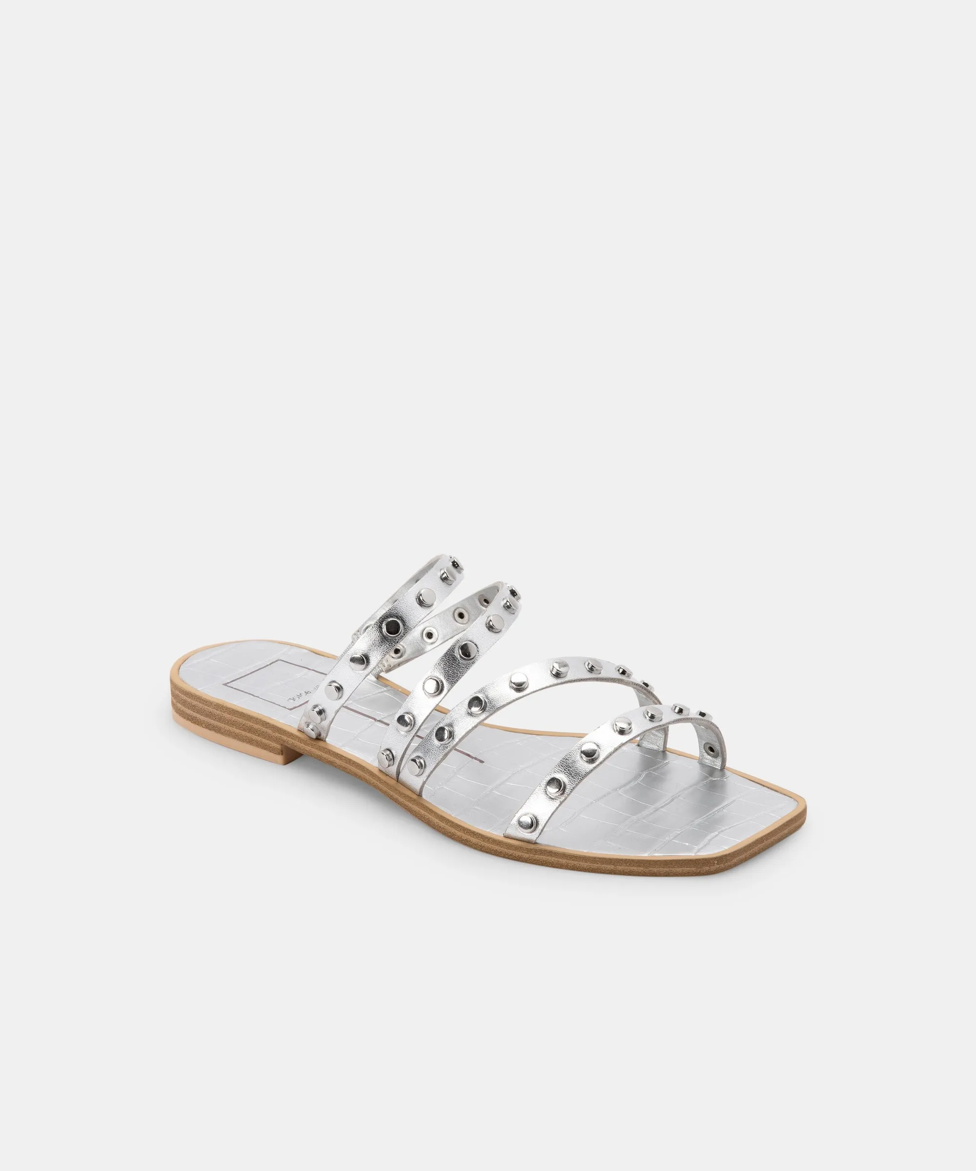 IZABEL WIDE STUDDED SANDALS SILVER METALLIC STELLA