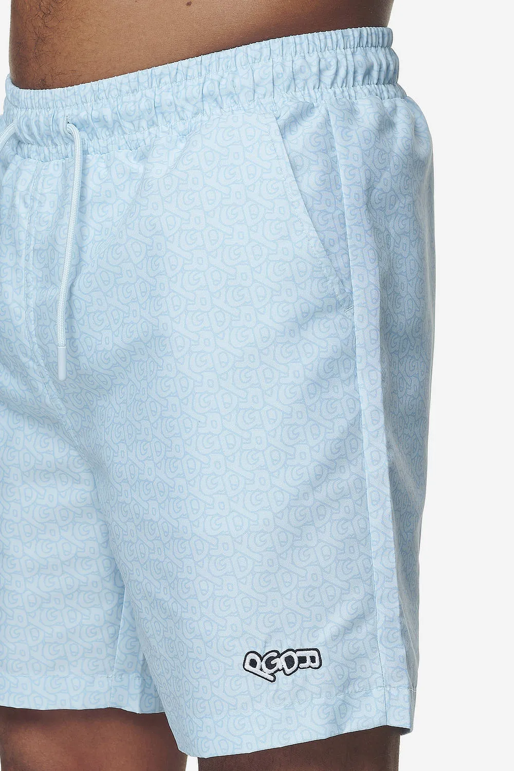 Kempton Monogram Swim Shorts Baby Blue