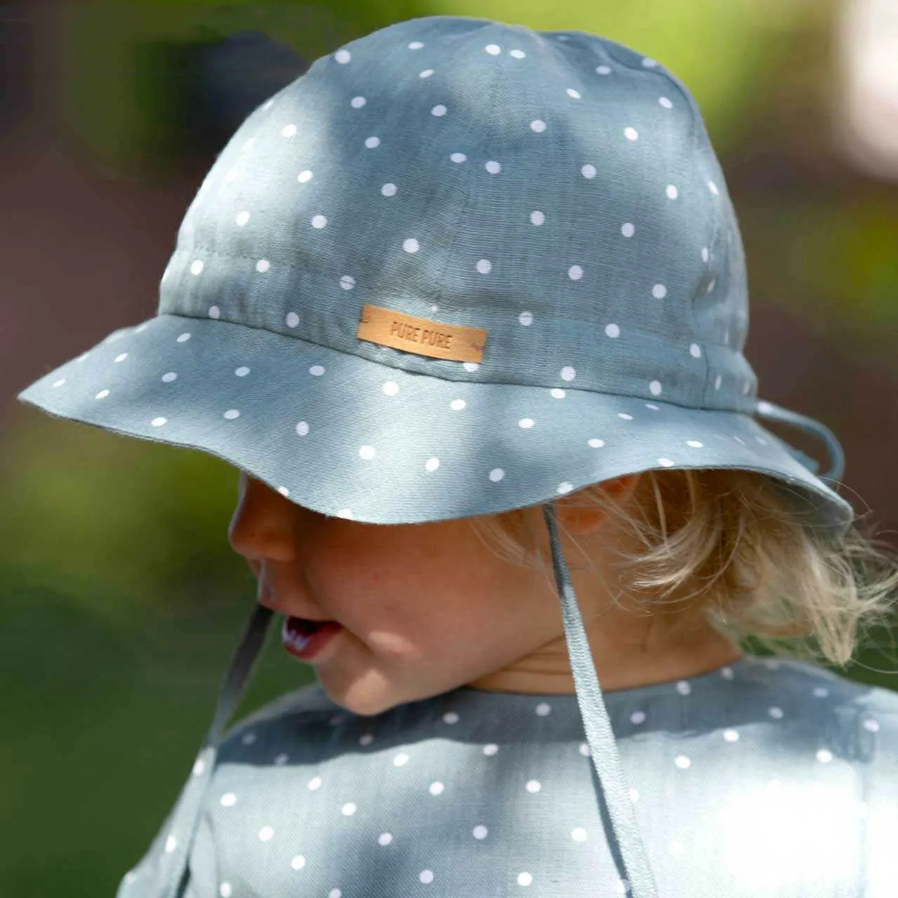 Linen Sun Hat - Mint Dots (1-5y) *Last ones