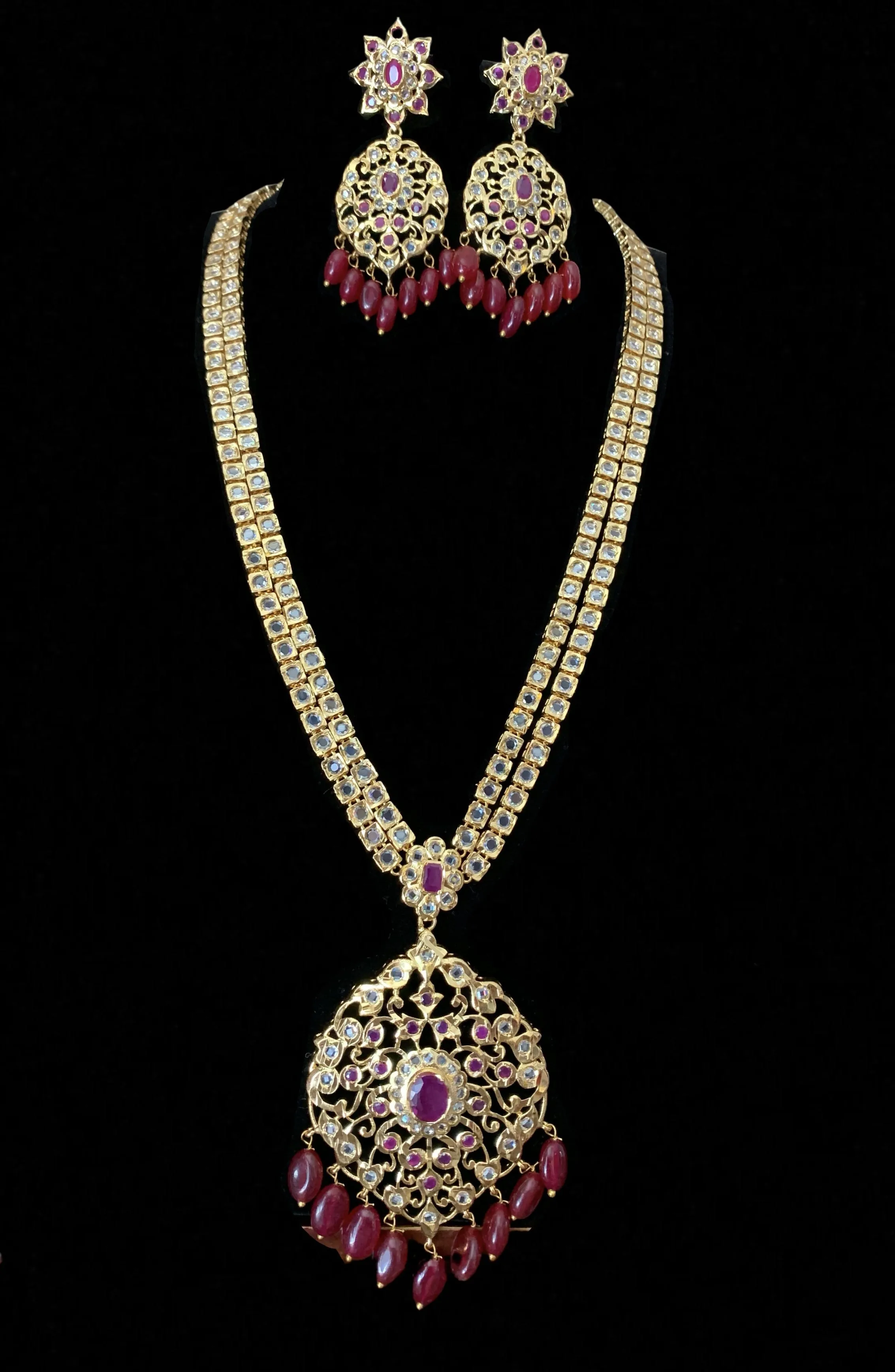 LN103 Hina rani haar in Ruby  ( SHIPS IN 4 WEEKS )