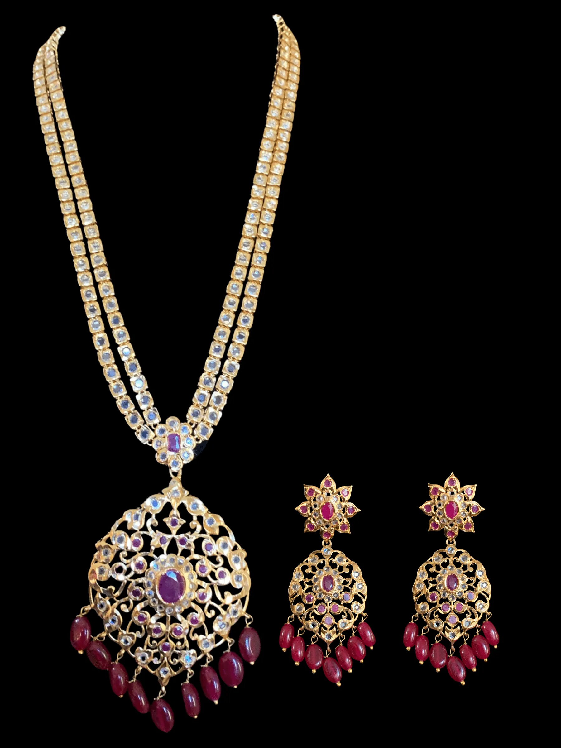 LN103 Hina rani haar in Ruby  ( SHIPS IN 4 WEEKS )