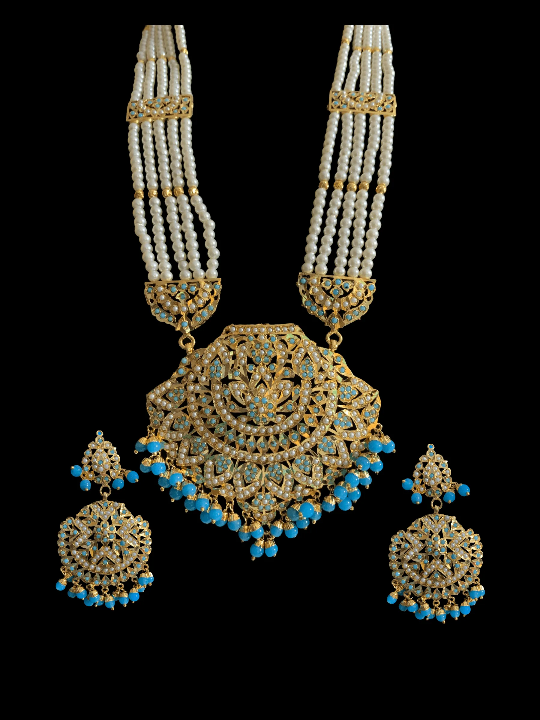 LN17 Jia Punjabi rani haar in turquoise / feroza ( READY TO SHIP  )