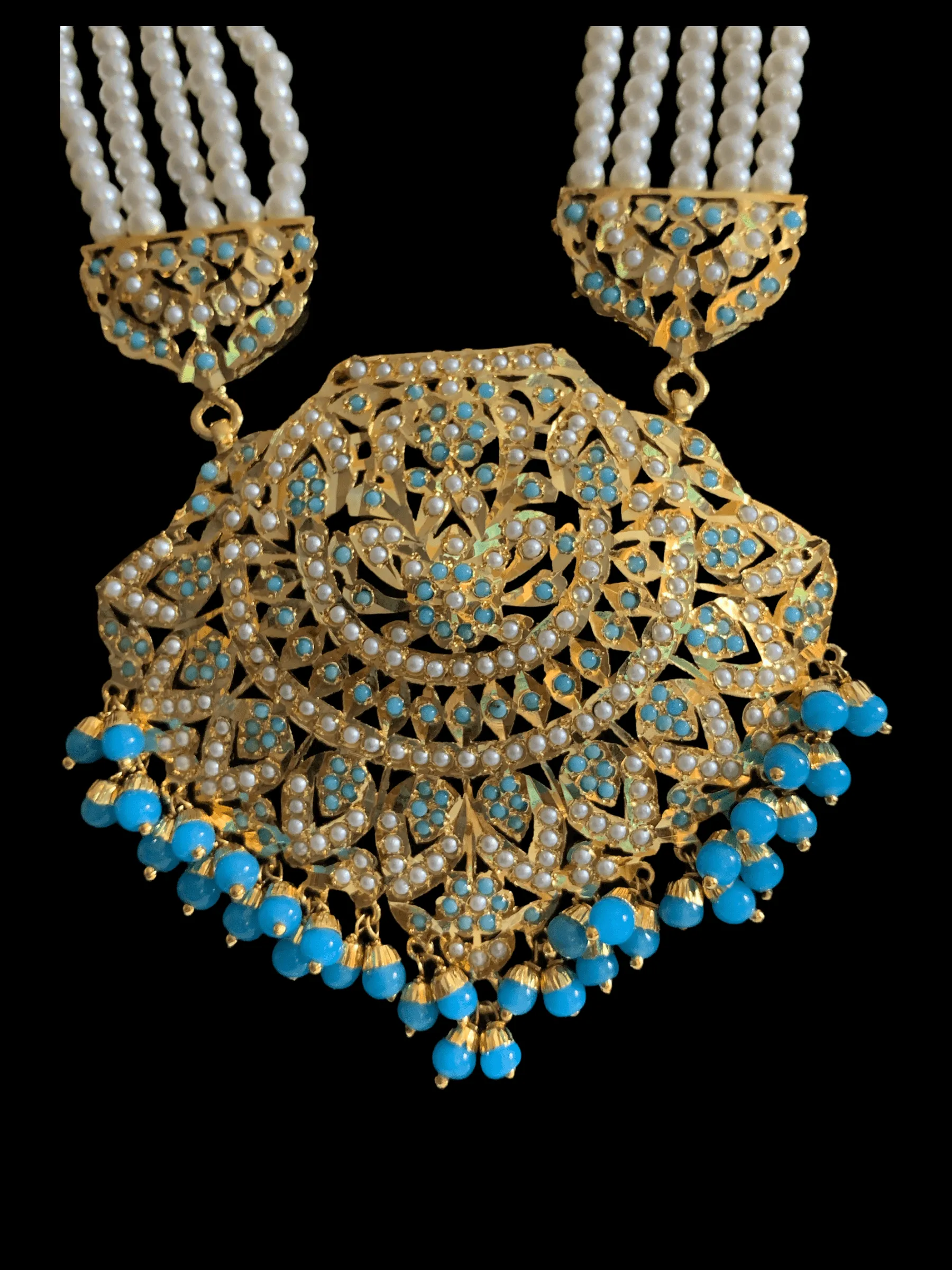 LN17 Jia Punjabi rani haar in turquoise / feroza ( READY TO SHIP  )