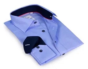 Lt Blue Long Sleeve Shirt with contract trimming- Tall Sizes - contemporary fit