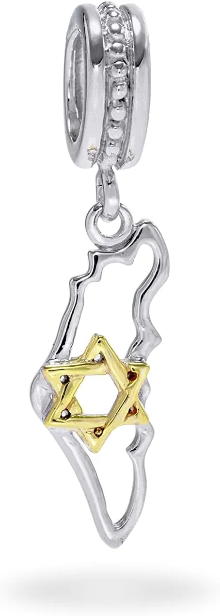 Map of Israel Bead and a 9K Gold Star of David