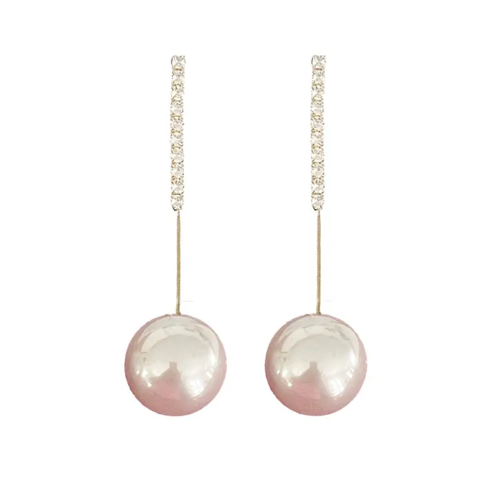 Maxi Diamond Swingy Pearl Statement Earrings