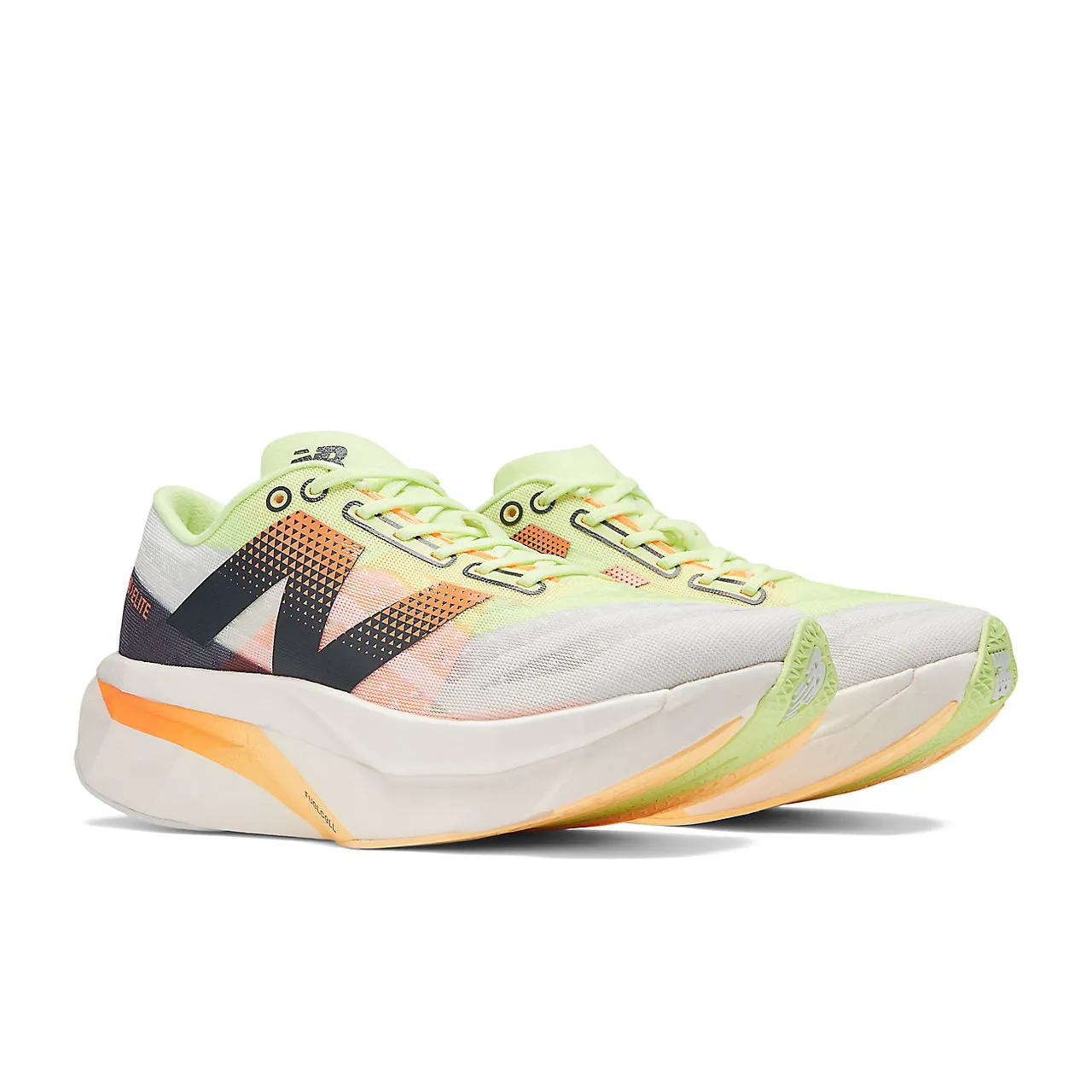 New Balance FuelCell SuperComp Elite v4 (Womens) - White with bleached lime glo and hot mango