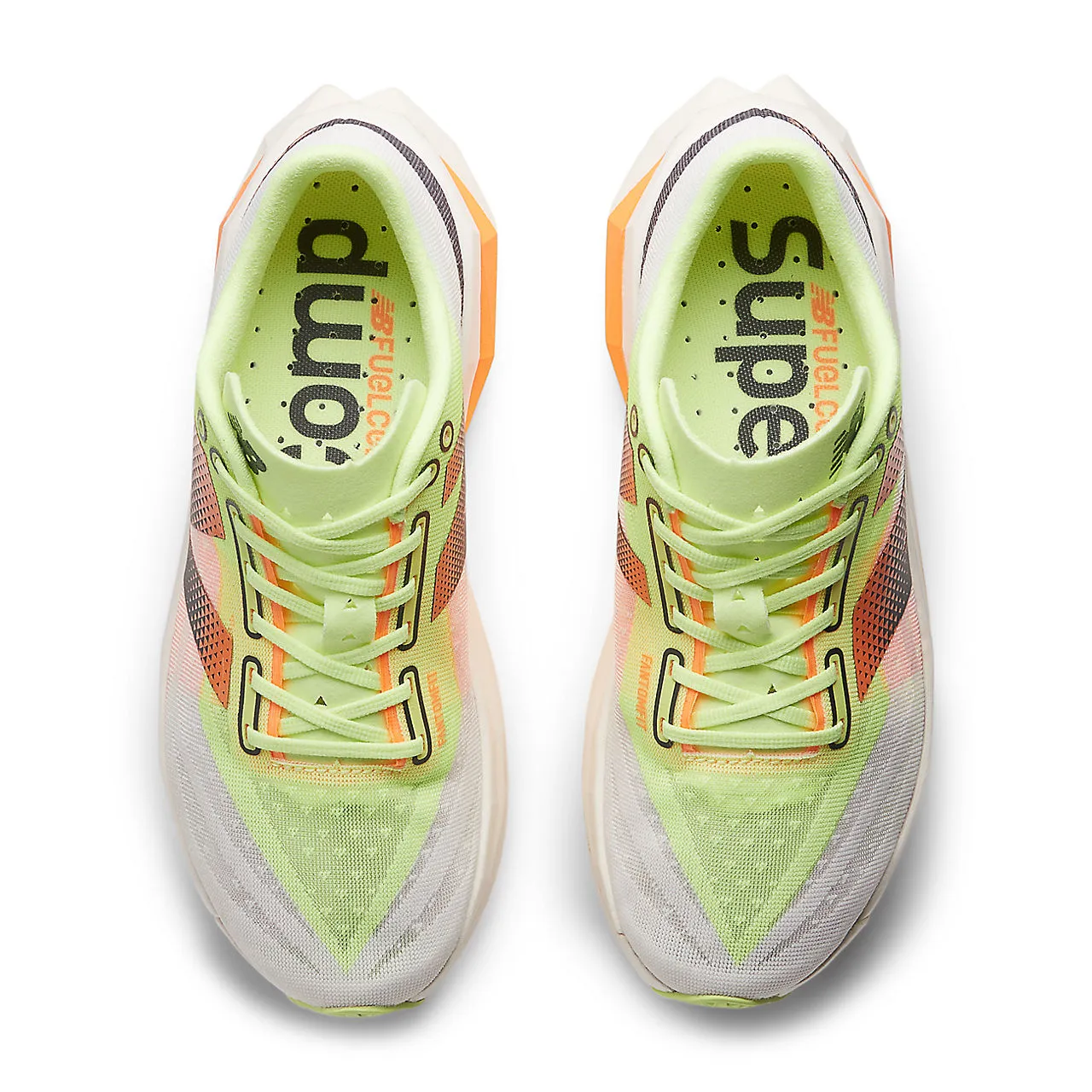 New Balance FuelCell SuperComp Elite v4 (Womens) - White with bleached lime glo and hot mango