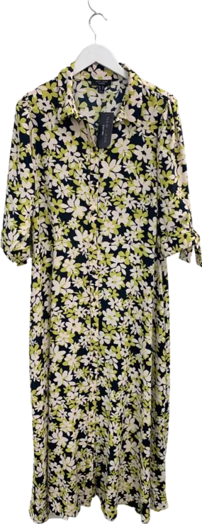 New Look Black Floral Print X Shirt Dress UK Size 20