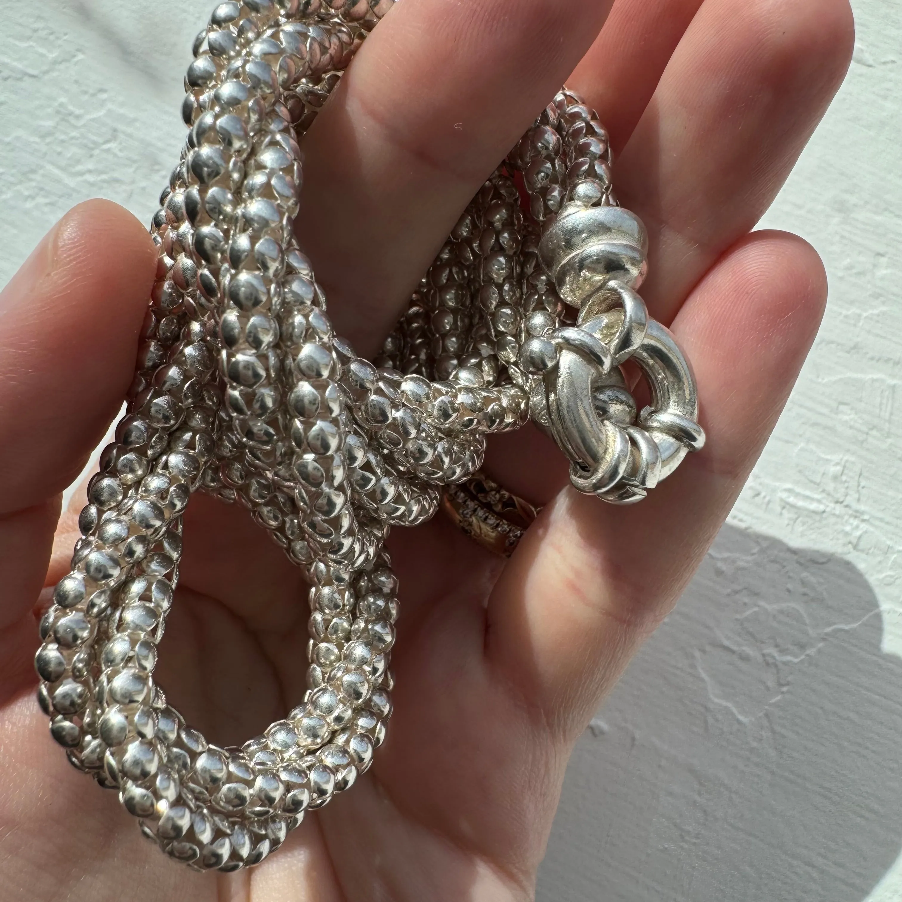 P R E - L O V E D // twisty delight / sterling silver twisted popcorn chain necklace / 19, 41g