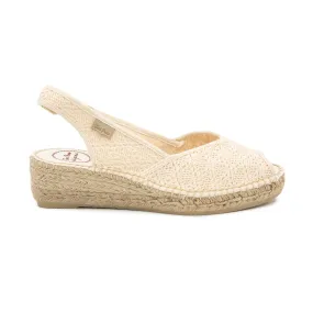 Peep toe wedges in jute in Ecru colour - Blanca-AD