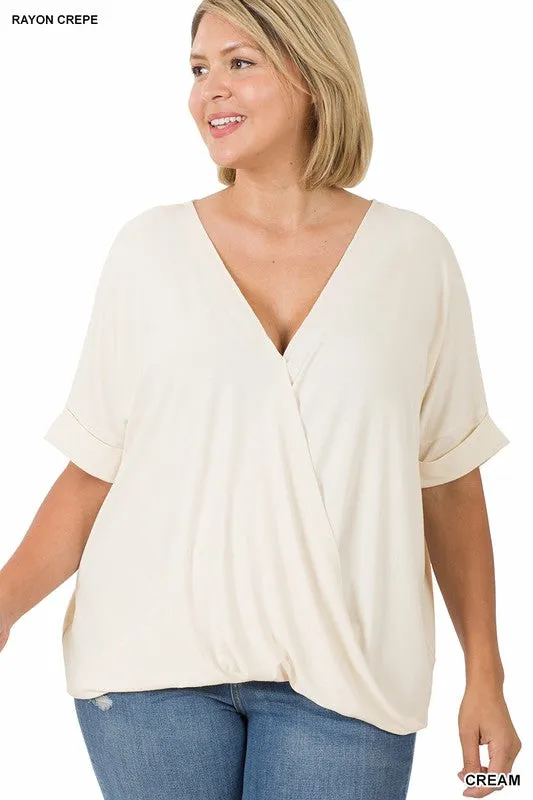 PLUS RAYON SPAN CREPE LAYERED LOOK TOP