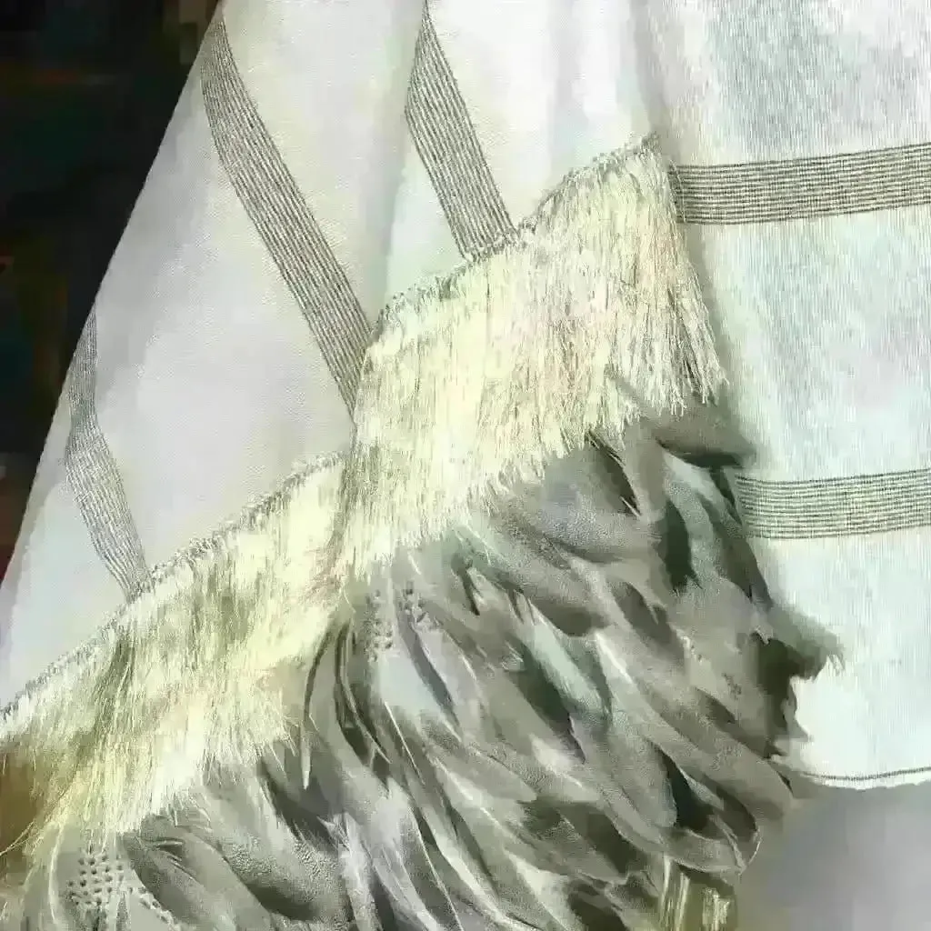 Purepecha rebozo with fringe and feathers