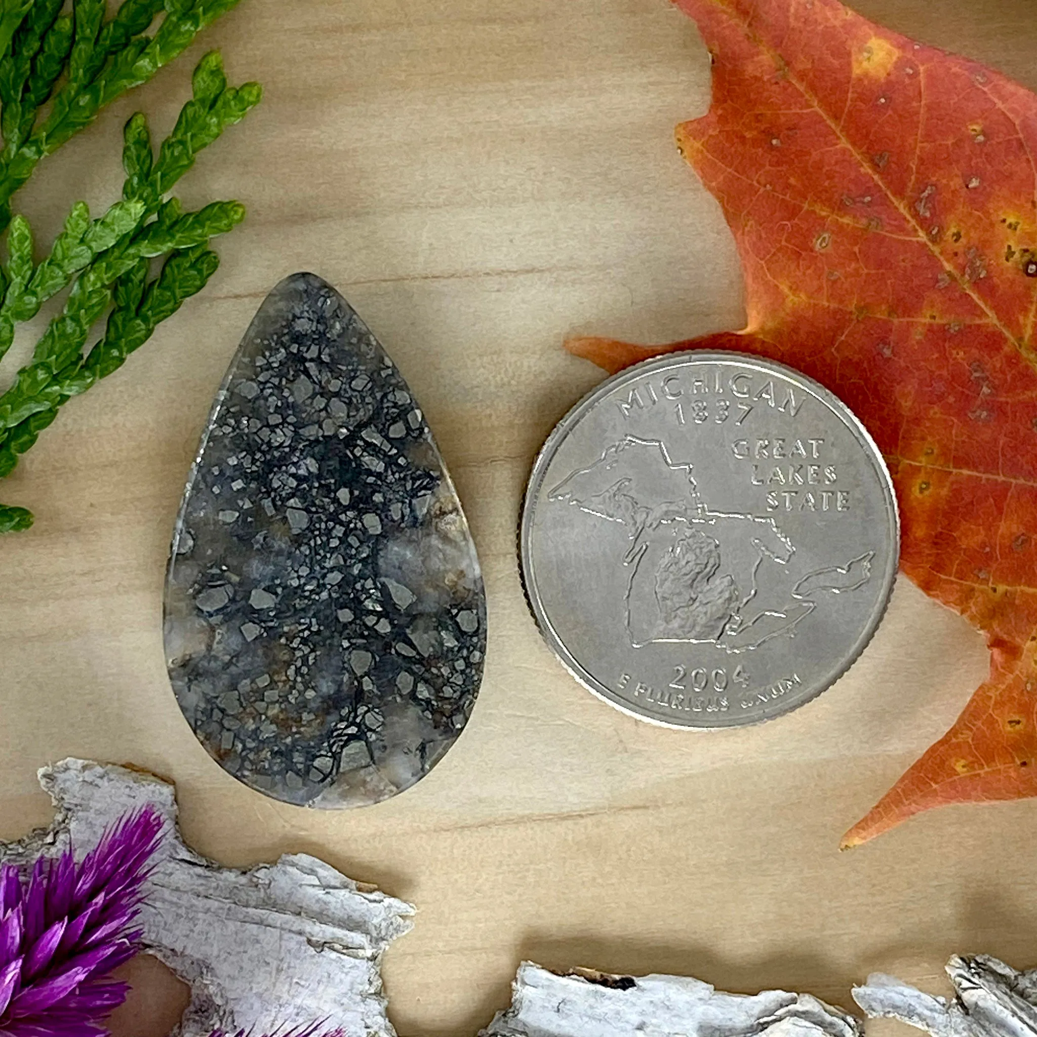 Pyrite Agate Cabochon