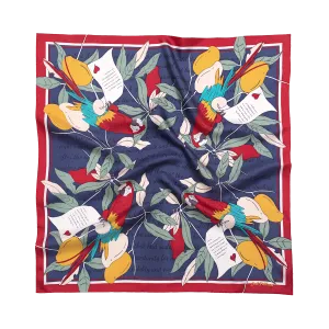 "El Amor" Silk Bandana - Tropical Red & Blue