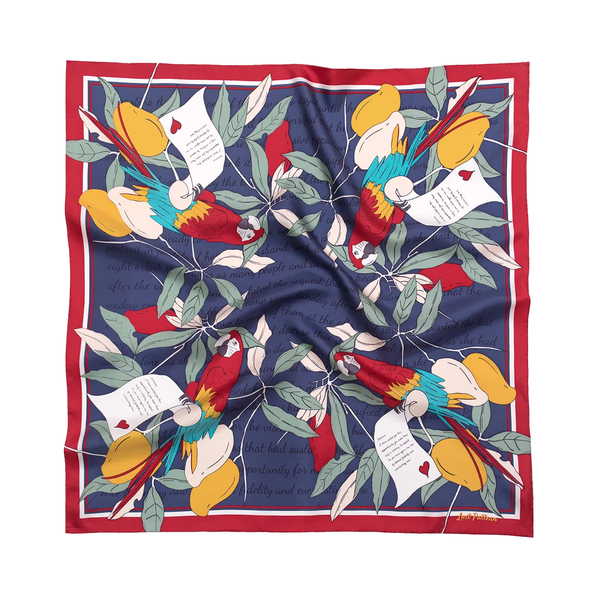 "El Amor" Silk Bandana - Tropical Red & Blue