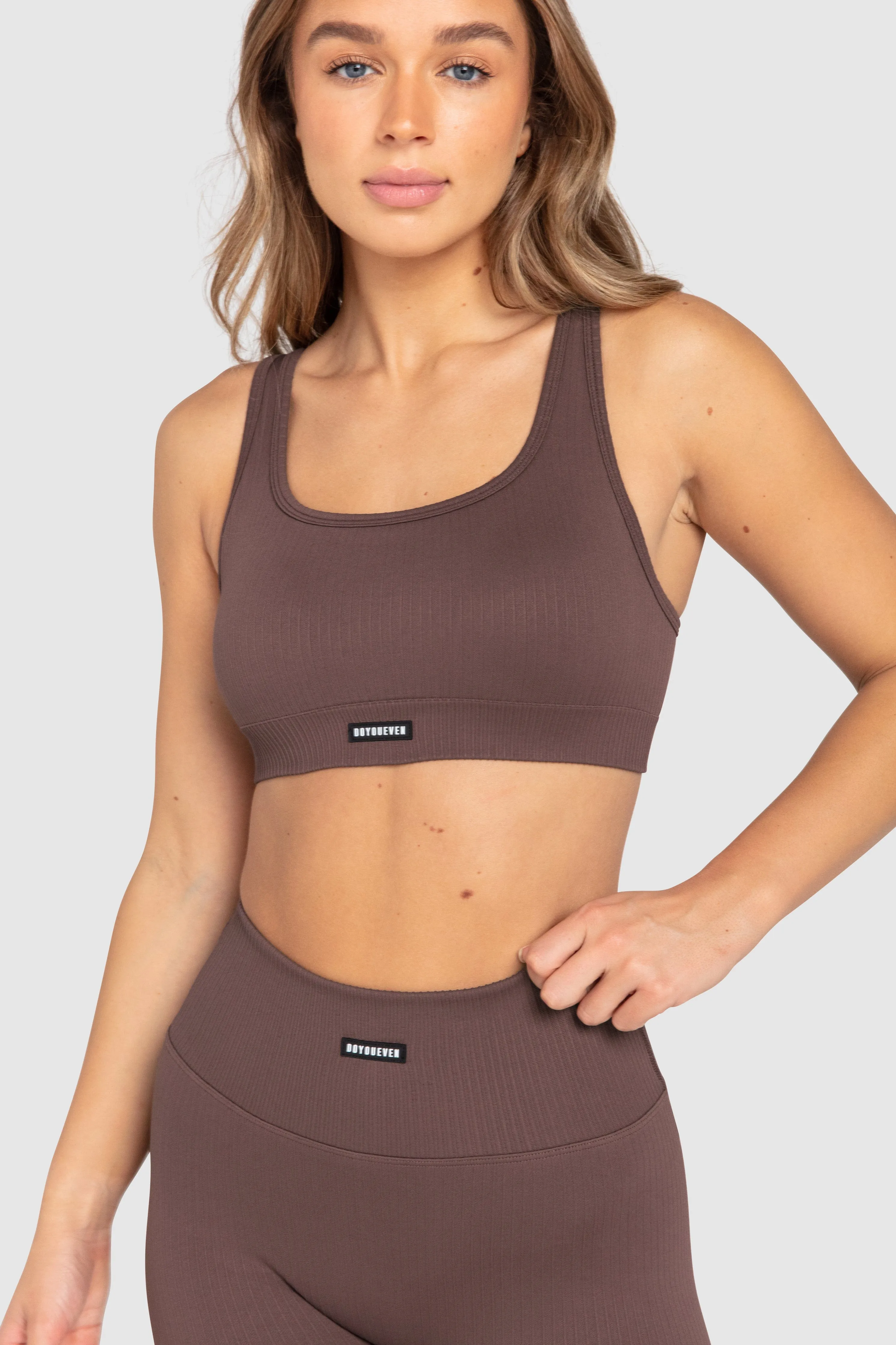 Ribbed Seamless Crop - Espresso Brown