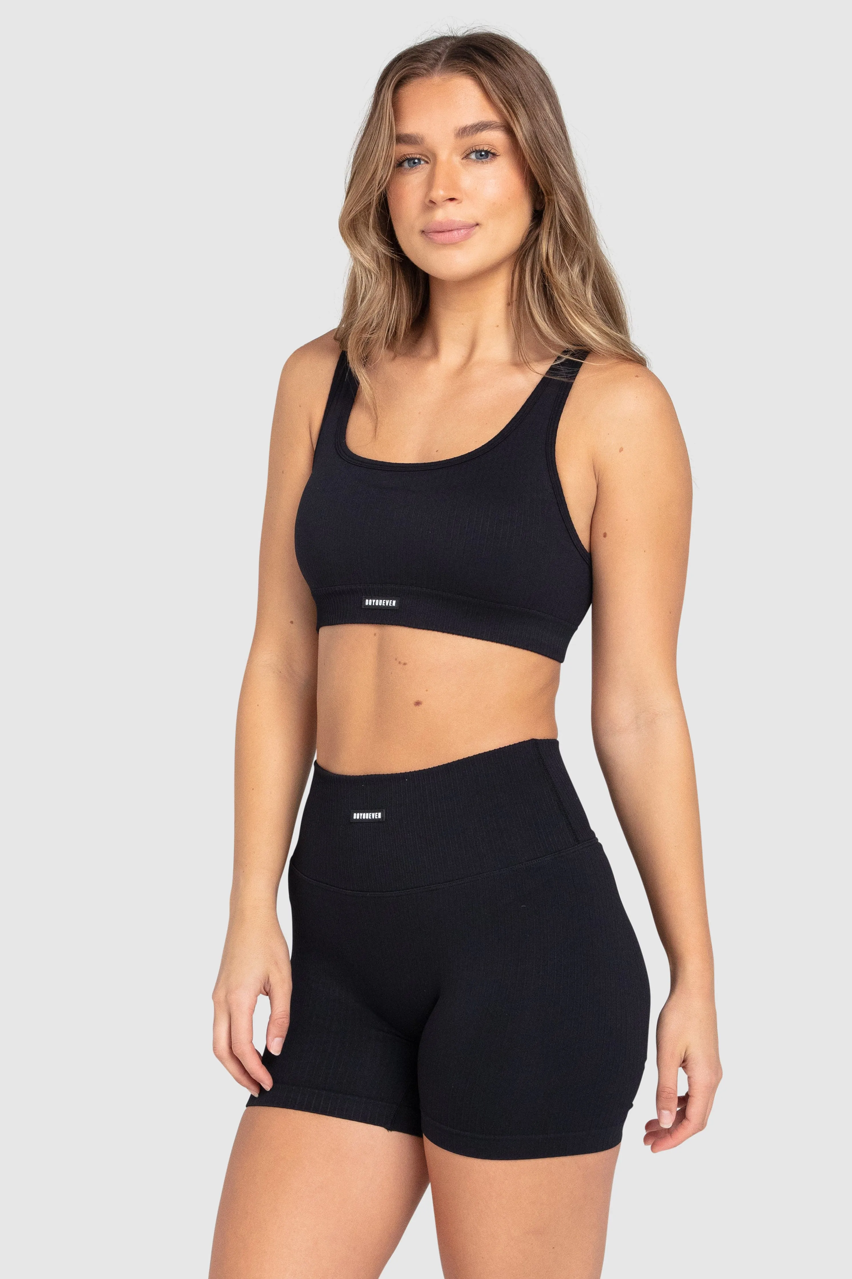 Ribbed Seamless Crop - Midnight Black