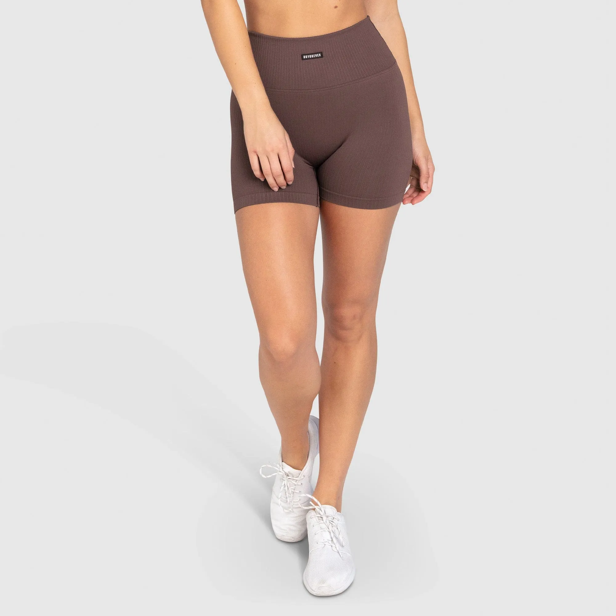 Ribbed Seamless Shorts - Espresso Brown