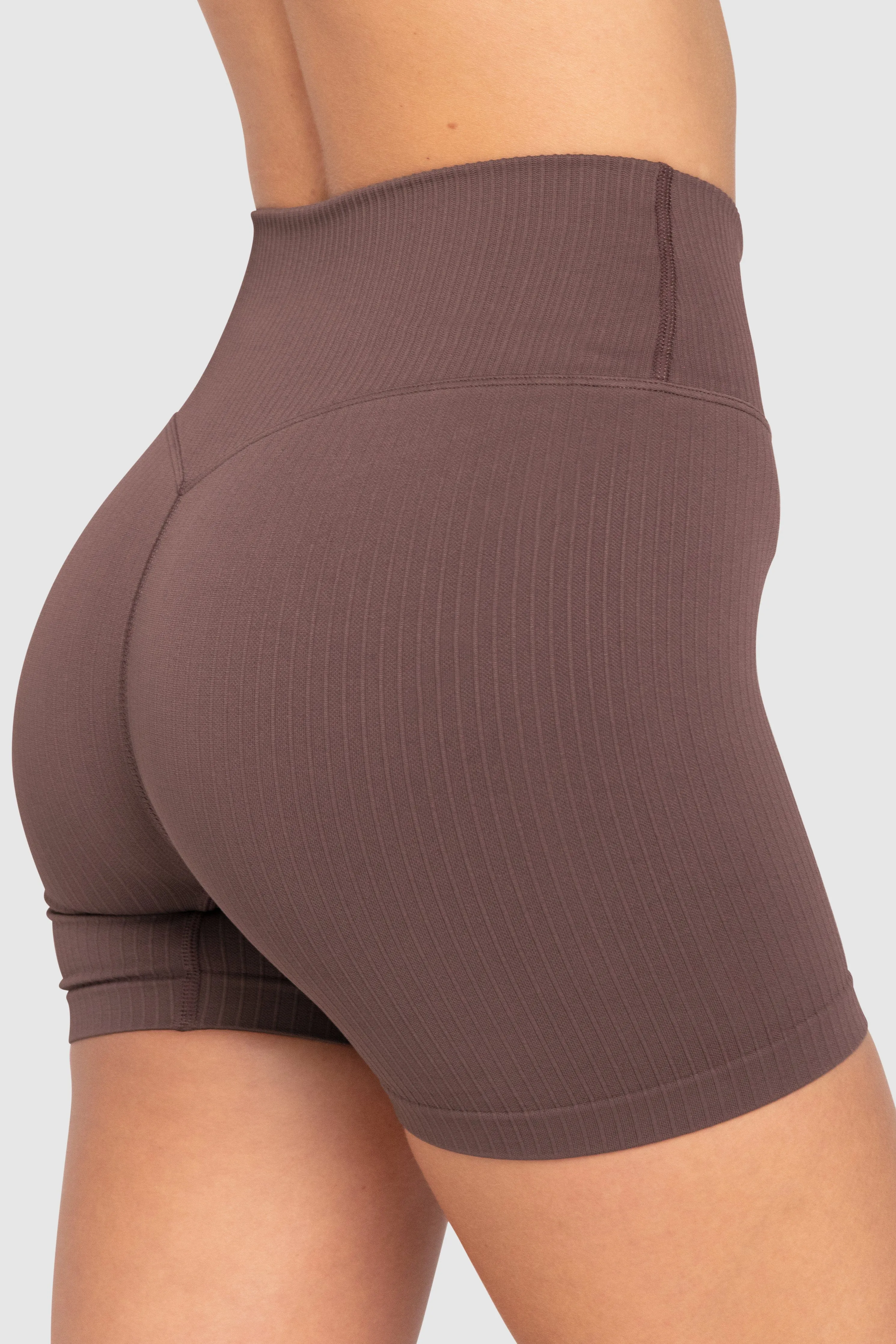 Ribbed Seamless Shorts - Espresso Brown