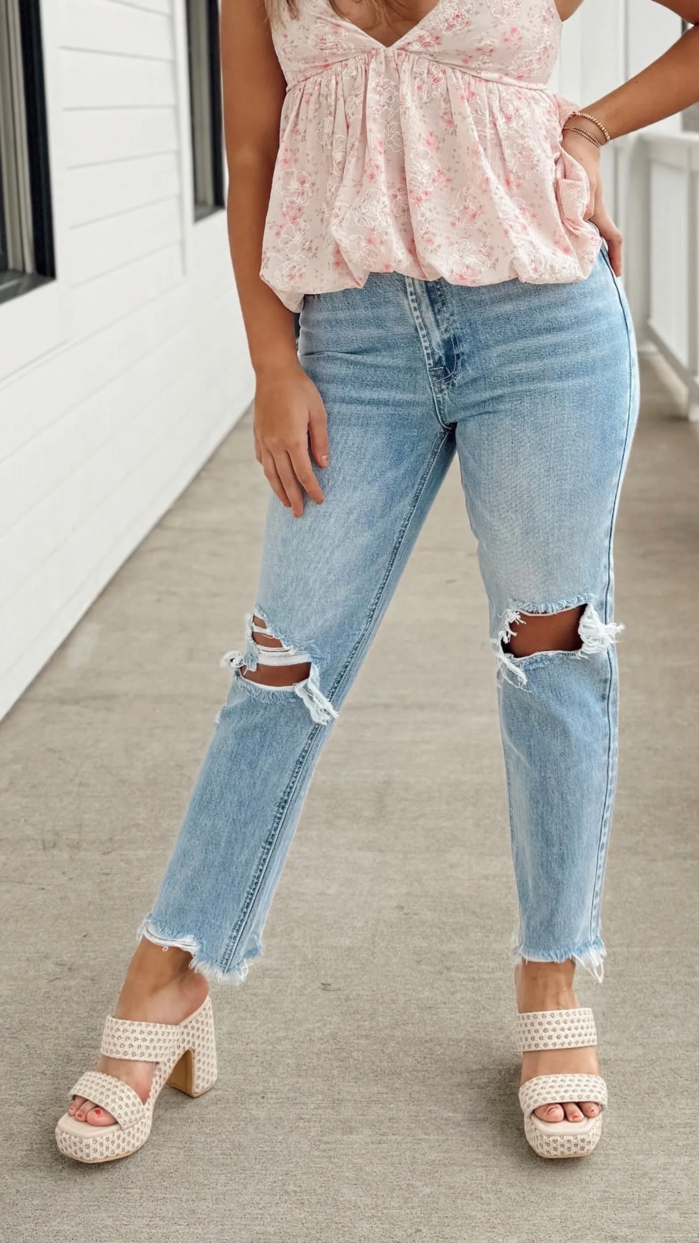 River Straight Distressed Jeans