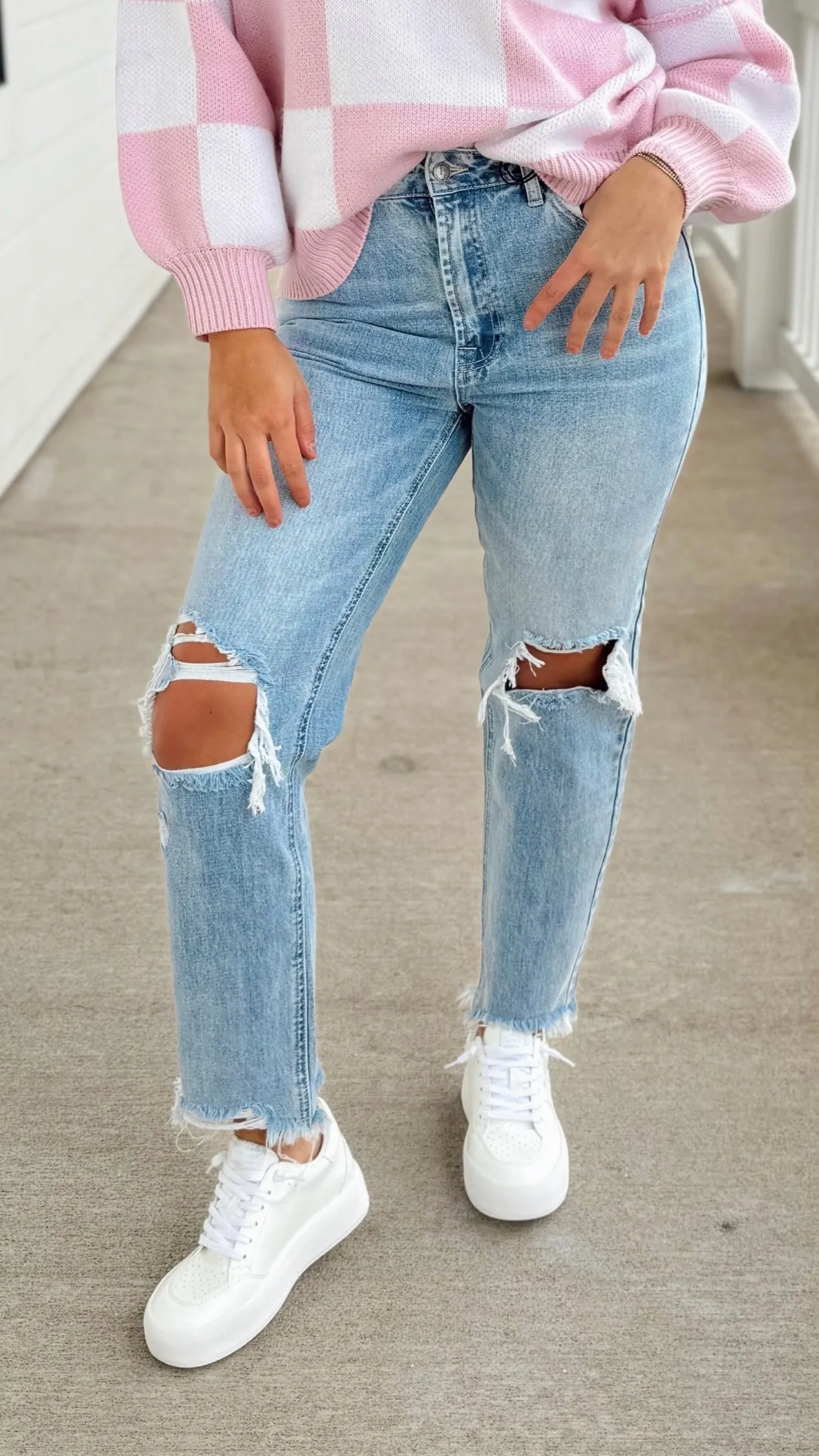 River Straight Distressed Jeans