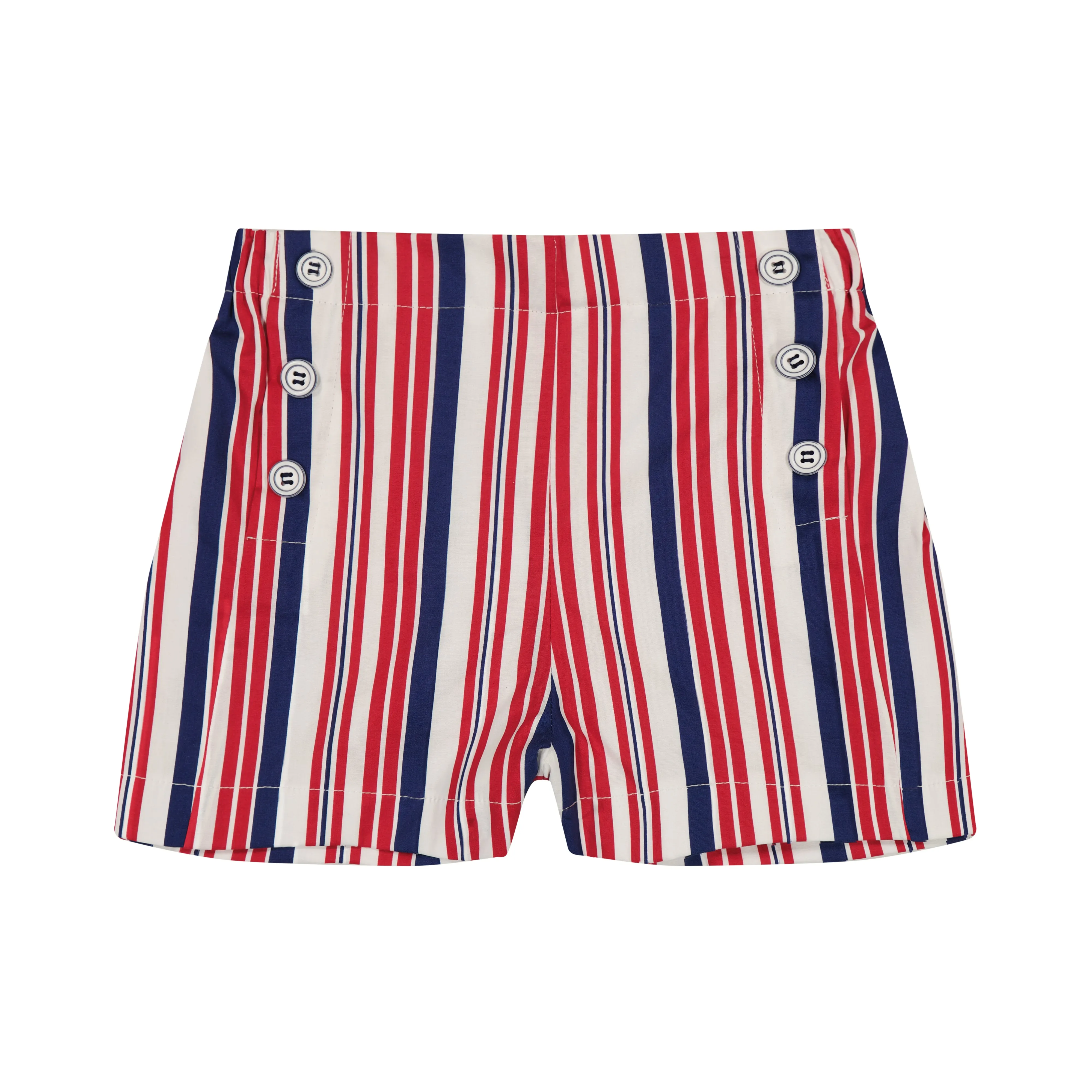 Sailor Button Shorts Red White Navy Stripe