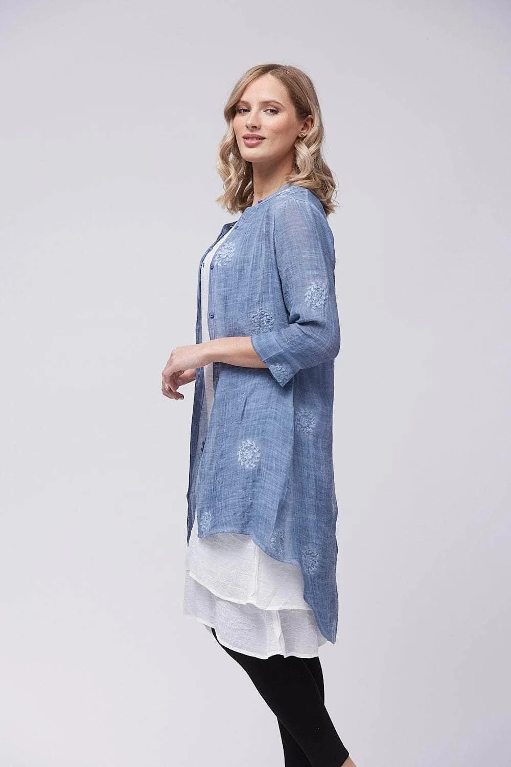 Saloos Linen-Look Layered Shirt Dress