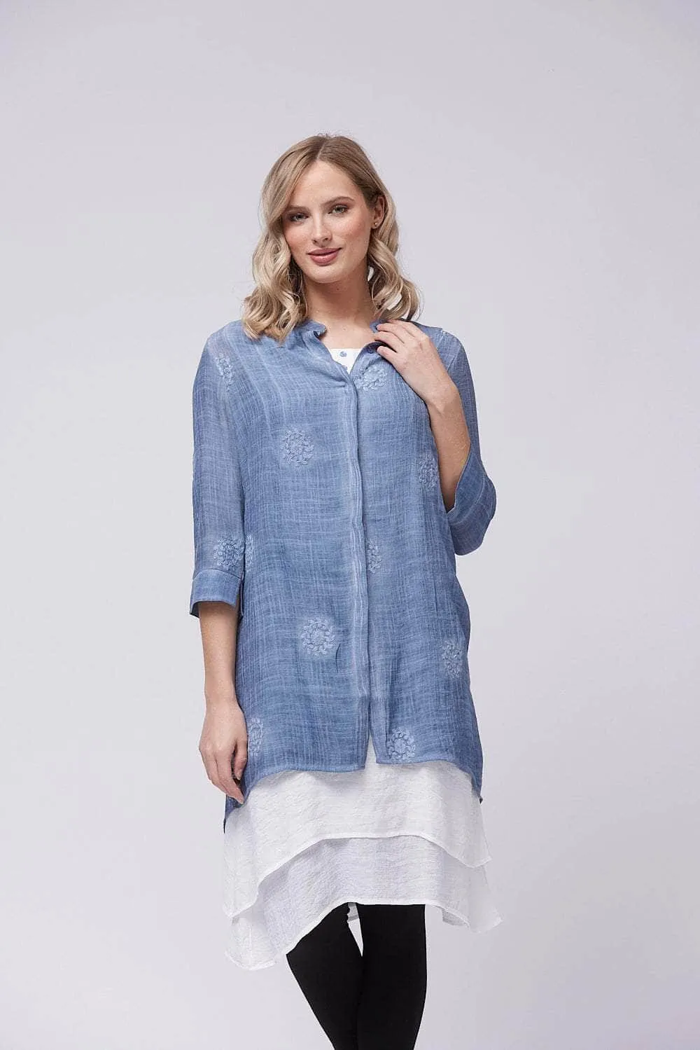 Saloos Linen-Look Layered Shirt Dress