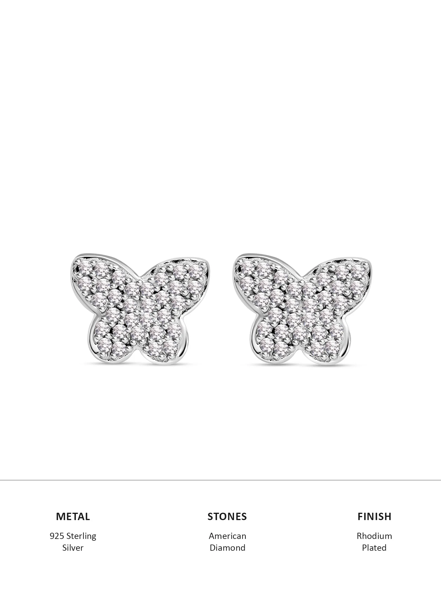 Silver Butterfly Diamond Look Earrings