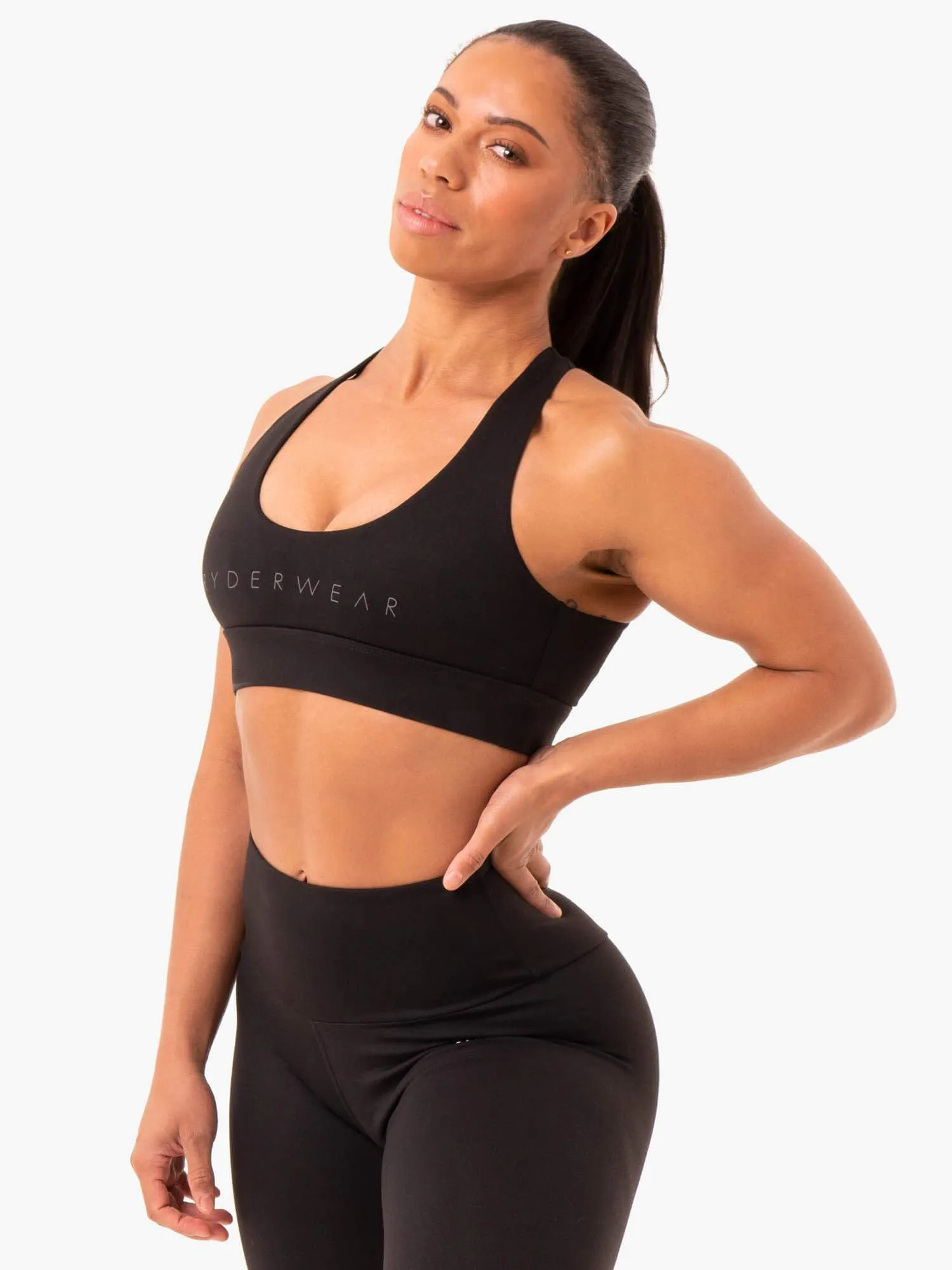 Staples Cross Over Sports Bra - Black