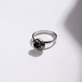 Tahitian Keshi Finestrino Pearl Ring with Black Diamond