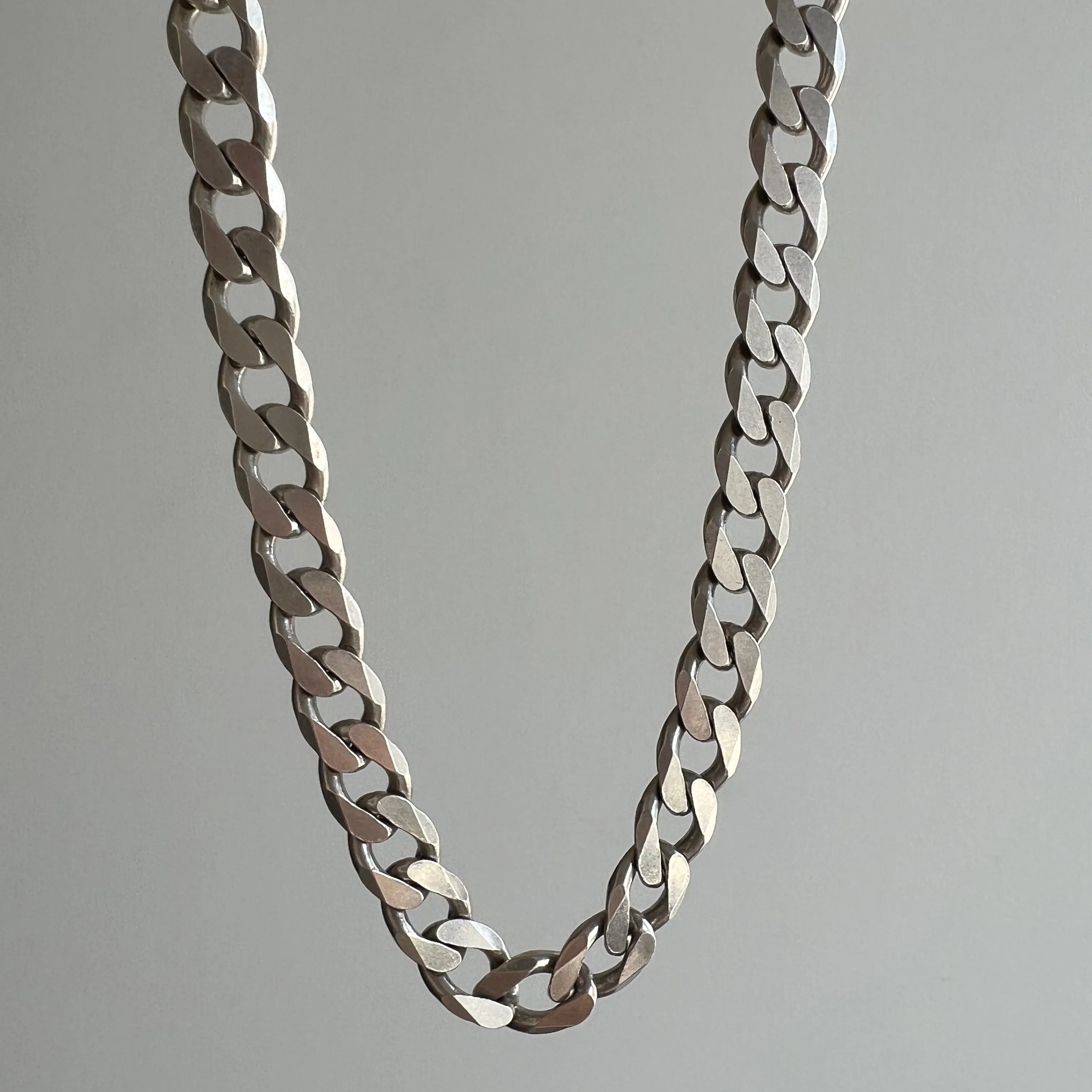 V I N T A G E // perfect curb / Italy sterling silver curb chain / 20 long 52g