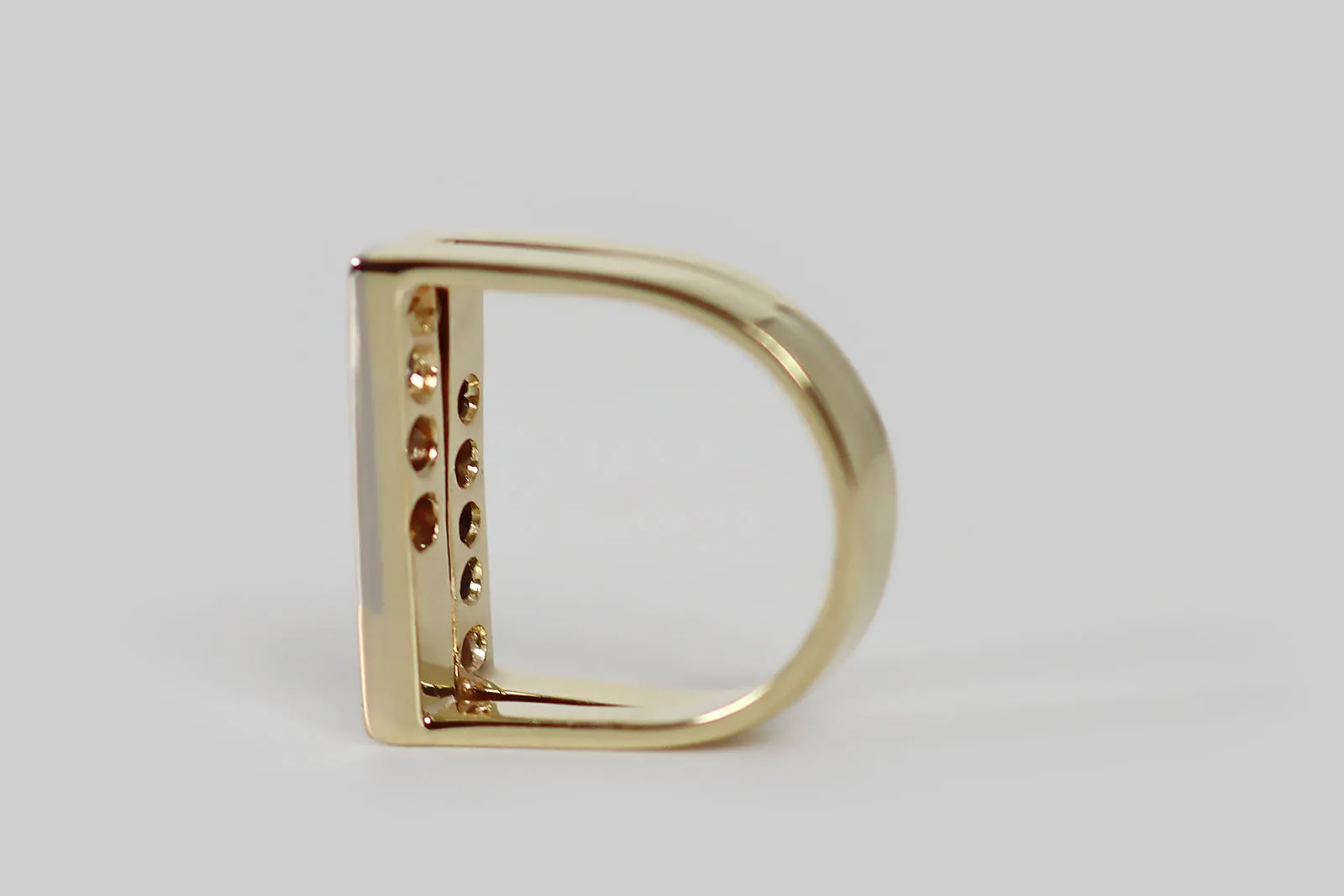 Vintage Stacked Nine Diamond Stirrup Ring