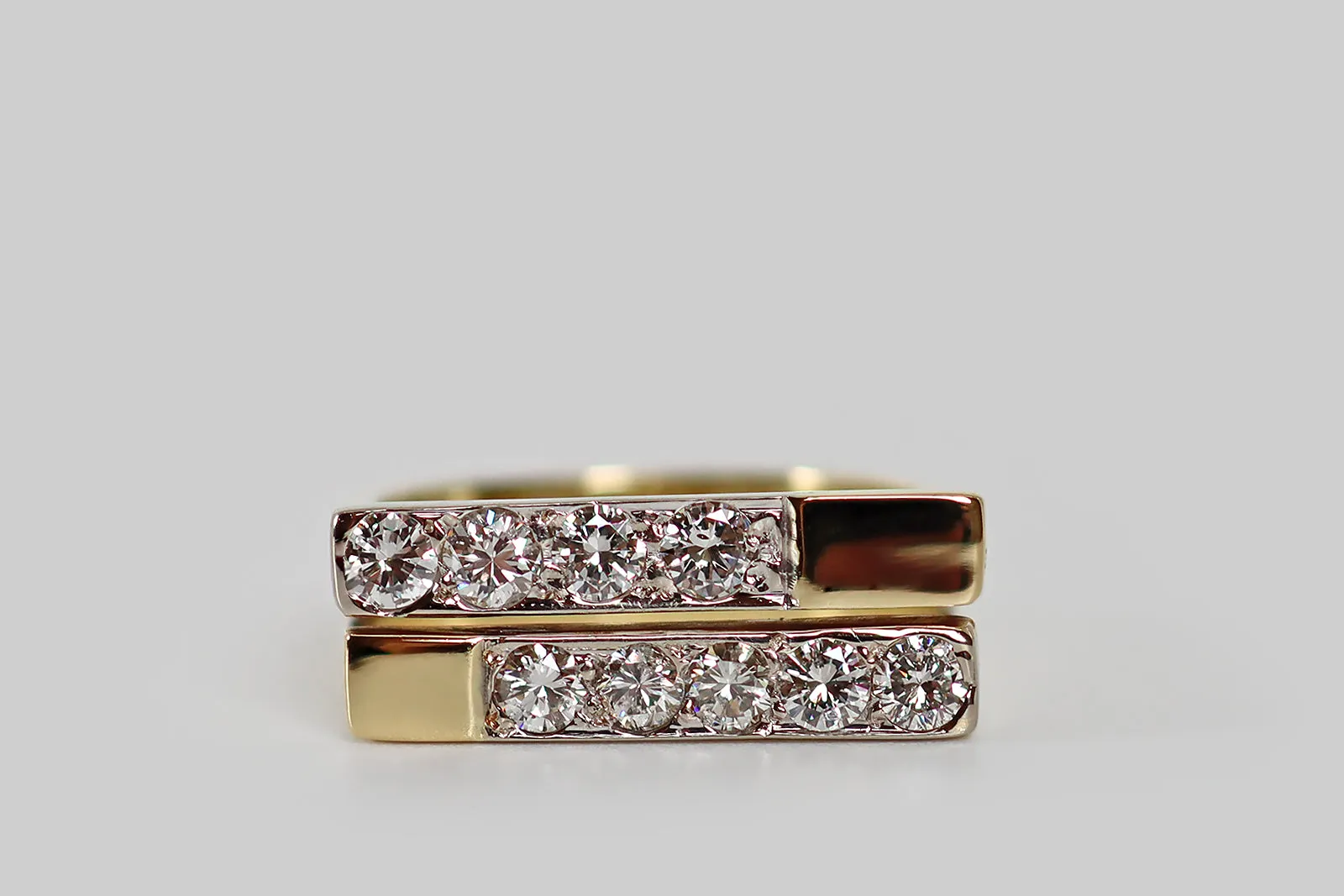 Vintage Stacked Nine Diamond Stirrup Ring