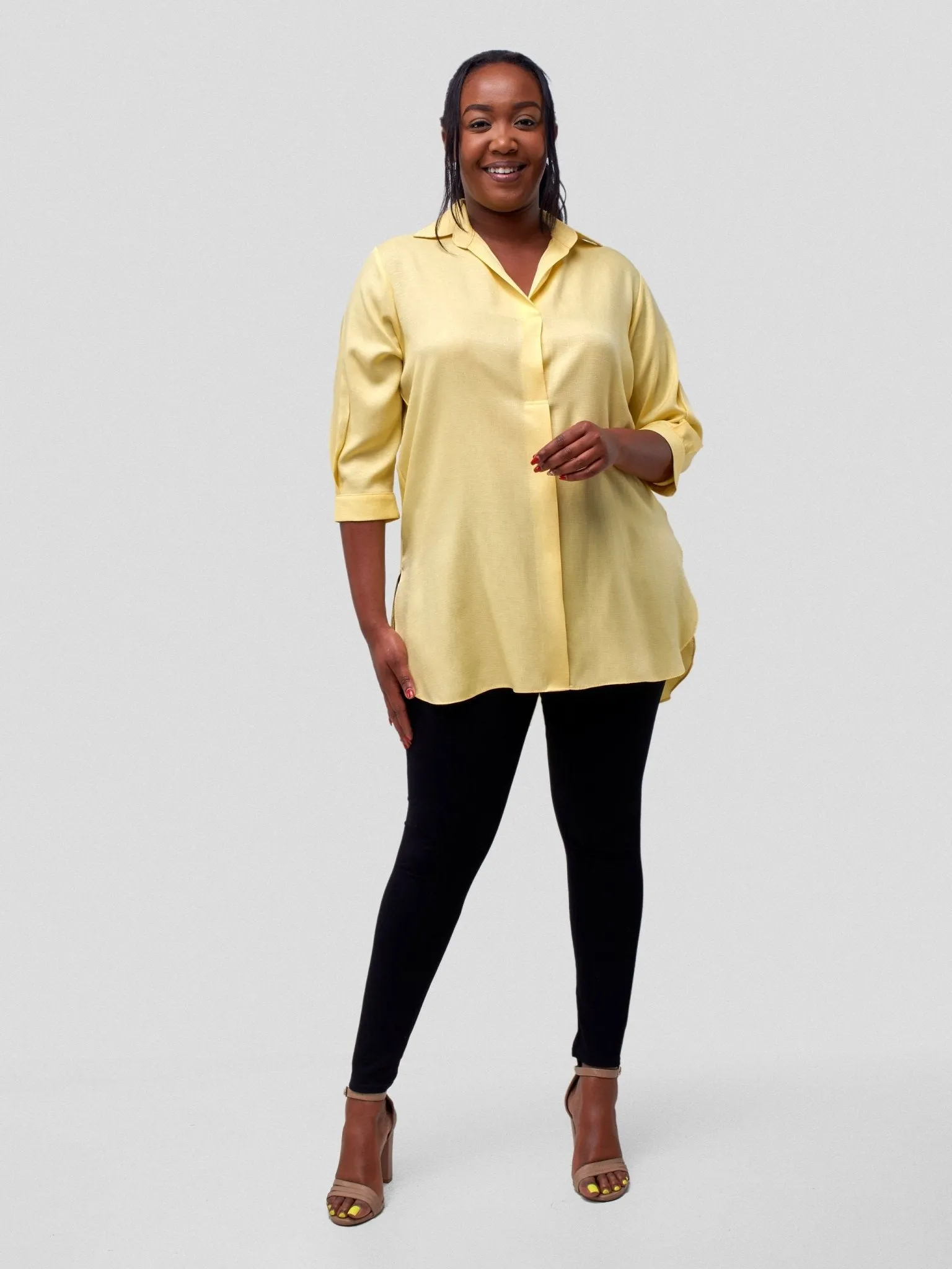 Vivo Ava 3/4 Sleeve Loose Top - Yellow