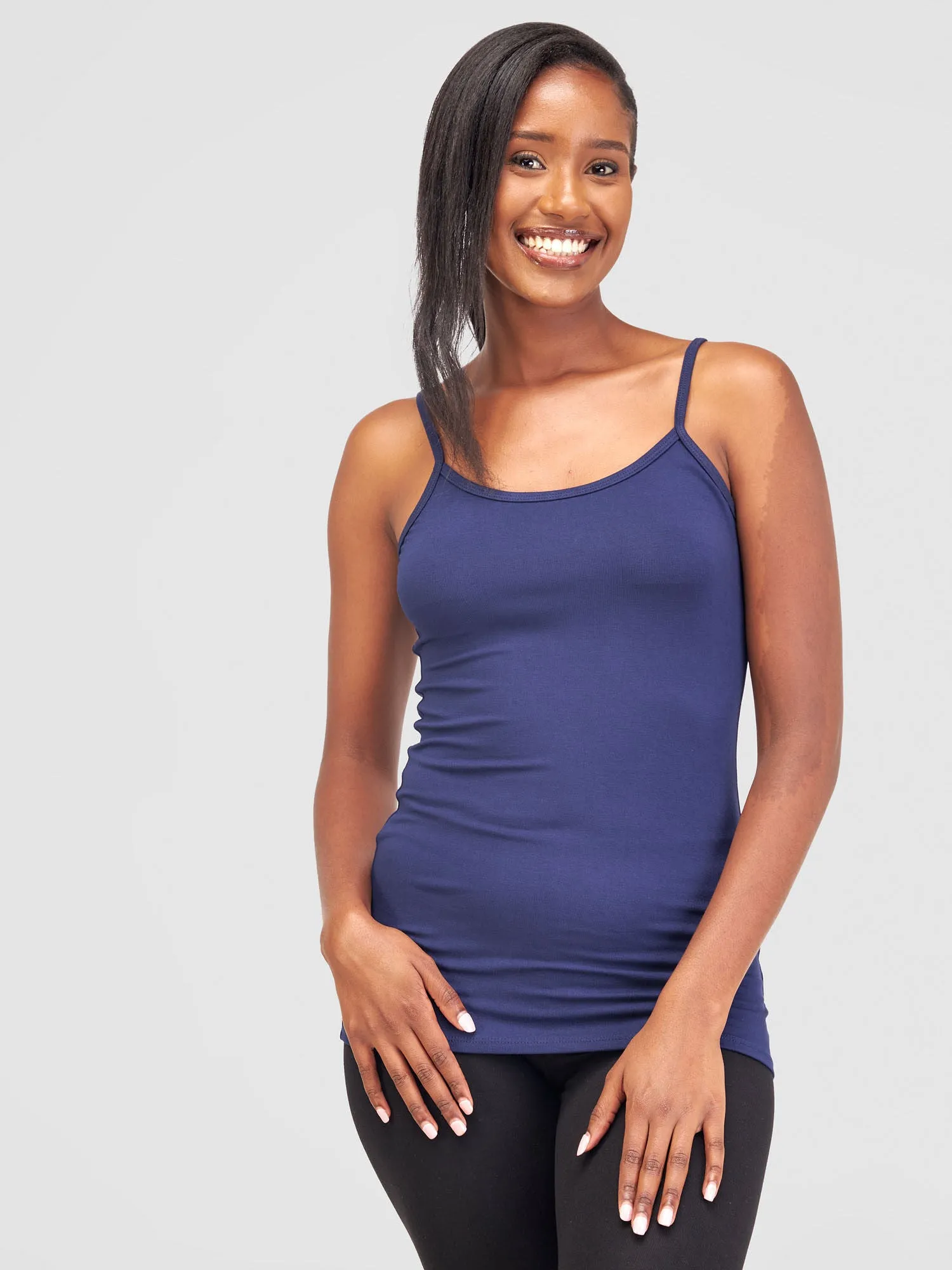 Vivo Basic Spaghetti Strap Tank Top - Navy Blue