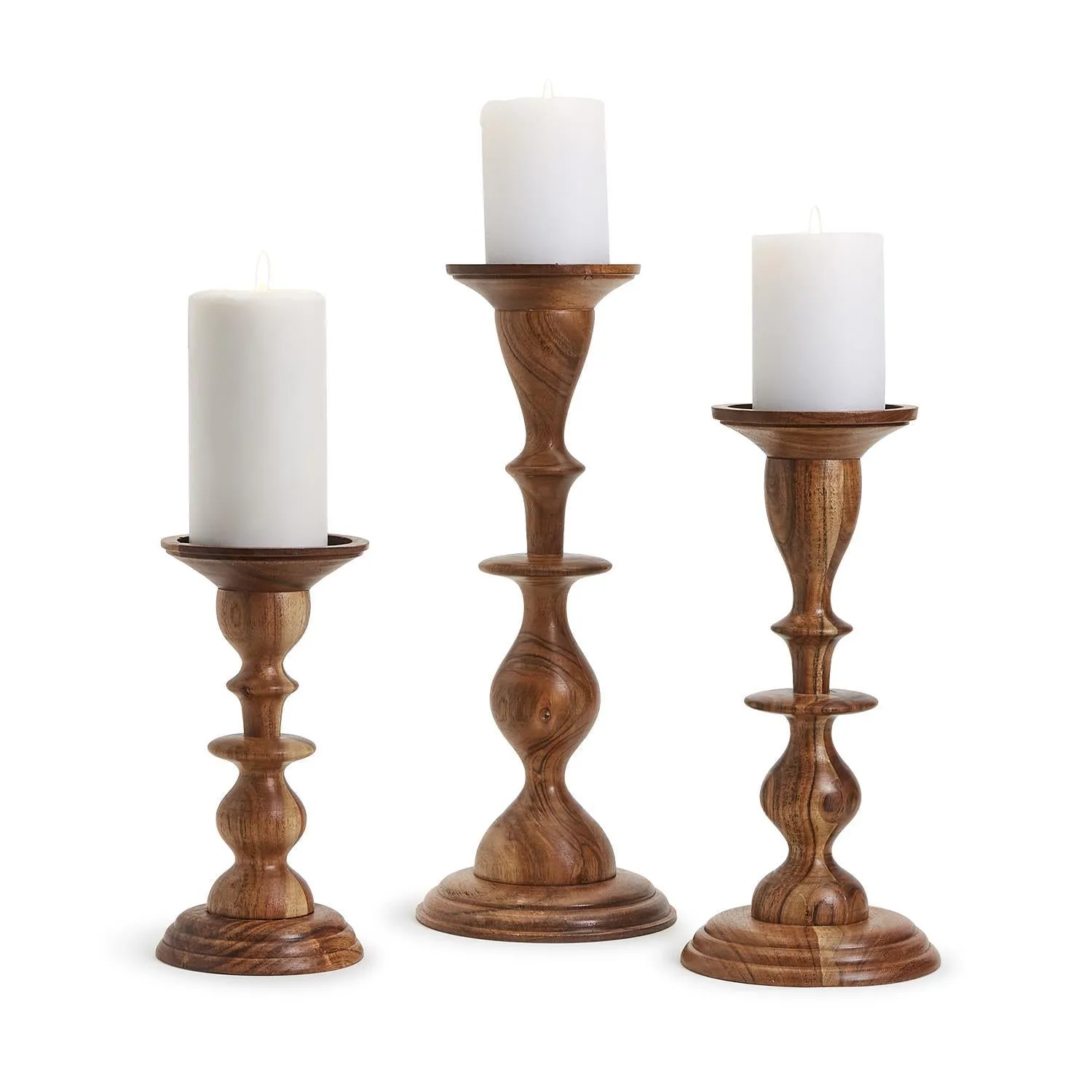 Wooden Pillar Candleholders - (three sizes)